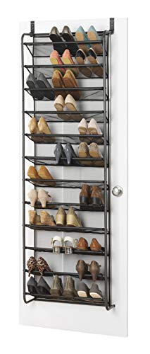 Whitmor 36 Pair Over the Door Shoe Organizer, 12 Tier Hanging Shoe Organizer, Heavy Duty Metal & Mesh Shoe Holder, Hanging Shoe Rack for Closet Storage, 74"H x 21.7"W x 7.5"D, Gunmetal Gray - color: Gunmetal Gray