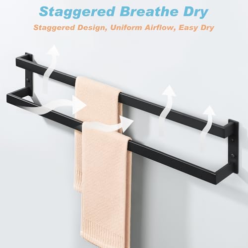 Alise Double Towel Bar, 32" Towel Racks for Bathroom Wall Mounted SUS304 Stainless Steel, Quick Drying Bathroom Towel Holder, Long Heavy Duty Towel Hanger, Matte Black - color: Matte Black, size: 32-inch