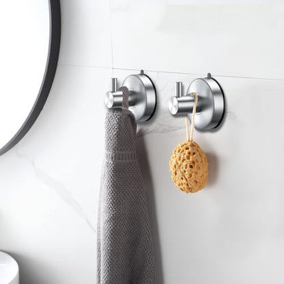 DGYB Suction Cup Hooks for Shower 2 Packs Brush Towel Hooks for Bathrooms Wall Robe Loofah Hook for Hanging - color: New-Brushed 2Pcs