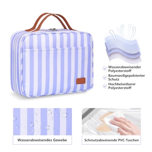 Bosidu Hanging Travel Toiletry Bag,Large Capacity Cosmetic Travel Toiletry Organizer for Women with 4 Compartments & 1 Sturdy Hook,Perfect for Travel/Daily Use/Christmas - color: M-sky blue