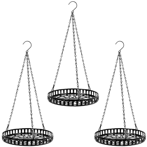 Plant Hanger Indoor Outdoor 3 Pack, Hanging Planter for Indoor Outdoor Plants, Hanging Plant Holder Shelf, Hanging Basket, Decorative Metal Plant Holder - color: Black-3pcs