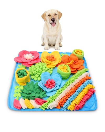 KeeKit Snuffle Mat for Dogs, 20''x20'' Large Slow Feeder Mat for Small & Medium Breeds, Encourages Natural Foraging Skills, Durable Sniff Mat for Mental Stimulation & Stress Relief - color: Blue, size: 20*20 Inch