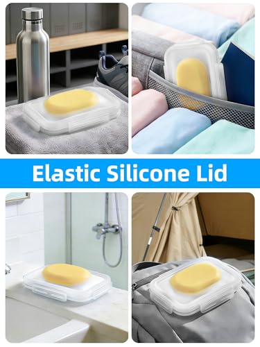 Travel Soap Case, Leakproof Silicone Bar Soap Travel Case, 4.7 * 3inches Compact Portable Holder Container for Traveling, Gym, Camping, Shower (Transparent) - color: Transparent