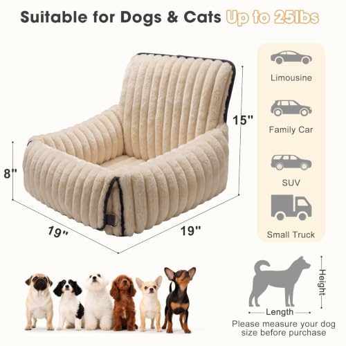 MIXJOY Dog Car Seat for Small/Medium Dogs up to 25 lbs, Multi-Functional Dog Carrier for Car with Detachable Washable Cover, Pet Travel Bed with Clip-On Safety Leash, Brown - color: Brown