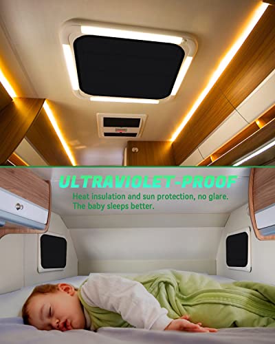 RV Skylight Shades, Double Sides RV Skylight Insulator, Megnetic RV Vent Covers for Roof, 16" X 16" RV Skylight Cover,Foldable Magnet RV Blackout Ventilation Cover - size: 16" X 16"