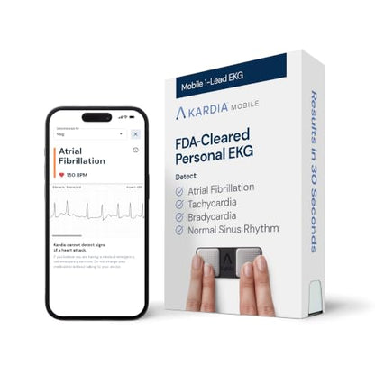 KardiaMobile 1-Lead EKG Monitor, Medical-Grade FDA-Cleared Personal Heart Monitor, Detects Normal, AFib & Arrhythmias, 30 Second Results, Works with Smartphones, Pocket Size, No Subscription Required