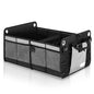 Auto Dynasty Collapsible Car Trunk Organizer, Grey Foldable Cargo Storage Container with Water Resistant Fabric for Car Accessories, SUV, Van, Tools, 2 Compartments