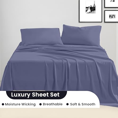 SGI bedding Queen Bed Sheets Set – Premium 600 TC Egyptian Cotton, Crisp & Cooling Sateen Weave, Extra Soft Hotel Collection, Fits Mattresses Up to 16 Inch Deep, Long Lasting – Mediterranean Blue - color: 12 - Mediterranean Blue, size: Queen