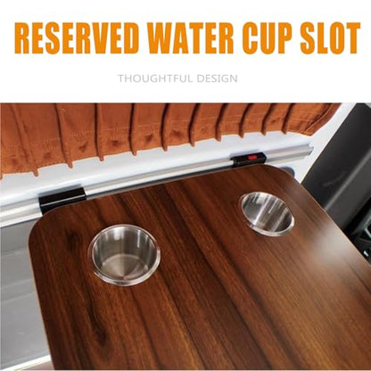 Rv Folding Wall Table with A Removable Tabletop to Save Space. Includes Cup Holders and is Suitable for Campervans, Rvs, Small Apartments, and Kitchens.(Oak)