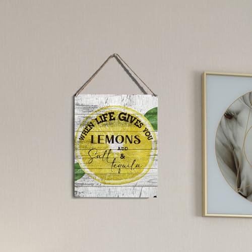 wall-pediments MP 474 When Life Gives You Lemons Add Salt & Tequila Funny Bar Plaque, 6.7 x 10 Inches Retro Humor Decor - color: Generic 9959