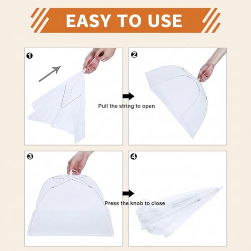 6 Pack Mesh Food Covers 17 Inch, White Pop-Up Food Tents, Collapsible Umbrella Screen Covers for Parties, BBQs, Picnics, Outdoor Camping Dining, Reusable Fly Cover - size: White