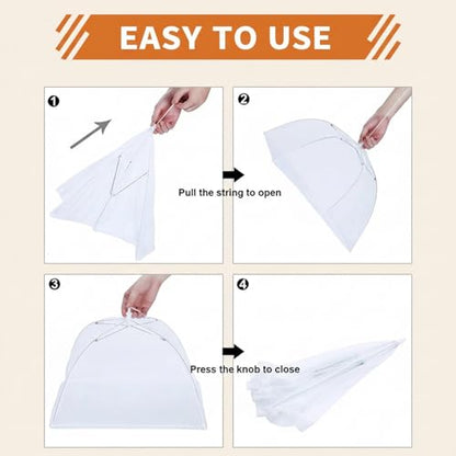 6 Pack Mesh Food Covers 17 Inch, White Pop-Up Food Tents, Collapsible Umbrella Screen Covers for Parties, BBQs, Picnics, Outdoor Camping Dining, Reusable Fly Cover - size: White