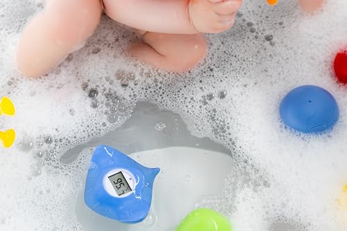 Ubbi Stingray Baby Bath Thermometer for Newborns and Infants, Accurate and Instant High and Low Digital Reads, Floating Silicone Safety Thermometer, Newborn Registry Must Haves, Blue - style: Bath Thermometer