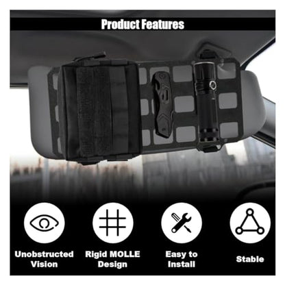 Vehicle Rigid MOLLE Panel, Tactical Gear Car Sun Visor Organizer, EDC Pouch Tool Holster, Storage Holder Visor for Truck Equipment Mount Plate Modular Storage Shelf (Visor Panel) - style: Visor Panel
