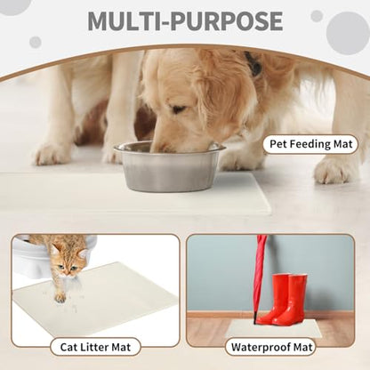 WePet Non-Slip Waterproof Pet Feeding Mat, 20x12 Inch - Silicone Dog & Cat Food Mat with Raised Edge to Stop Food Spills and Water Spills - Dishwasher Safe, Easy Clean - color: Craie White