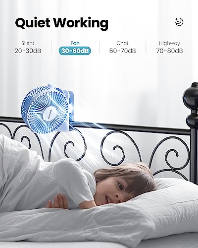 Gaiatop Portable Clip on Fan Battery Operated, Small Powerful 3 Speed Quiet 360° Rotate, USB Rechargeable Mini Personal Cooling Fan for Desk Table Home Office Stroller Camping Women Gifts Light Blue - color: light Blue