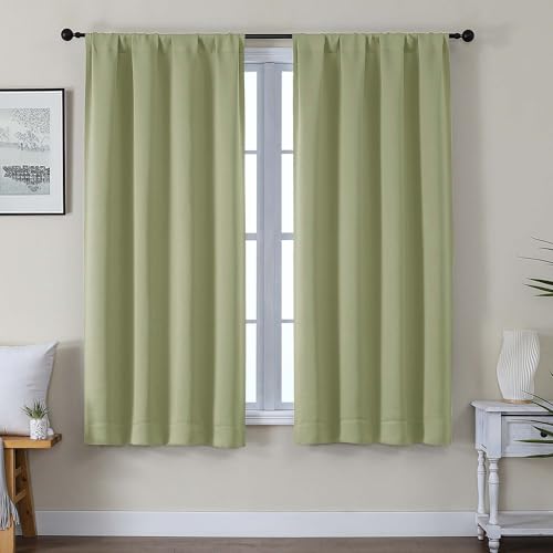 Gwine Blackout Curtains for Living Room 63 Inch Long, Thermal Insulated Window Treatment Black Out Curtains for Bedroom Decor with Rod Pocket, Each 40" Wx63 L, Sage Green, 2PCS - color: Sage Green, size: 40"W x 63"L (Pack of 2)