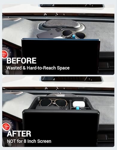 Ecarzo Dashboard Storage Box for Toyota Tacoma 2024 2025 2026, 14-Inch Screen Rear Tray Organizer, ABS Dashboard Storage Tray with Anti-Slip Liner, Center Console Accessory for Daily Essentials - size: Toyota Tacoma 2024-2026 14-Inch Screen Rear Tray