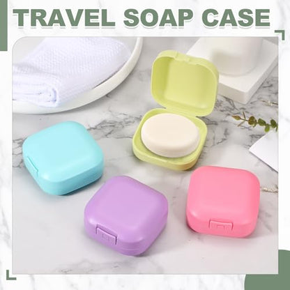 uxcell 2 Pcs Travel Soap Case, Portable Travel Soap Box Waterproof Holder Case, Airtight Dish Container with Lid for Shower Bathroom Outdoor Home Gym Hiking (Square, Pink)