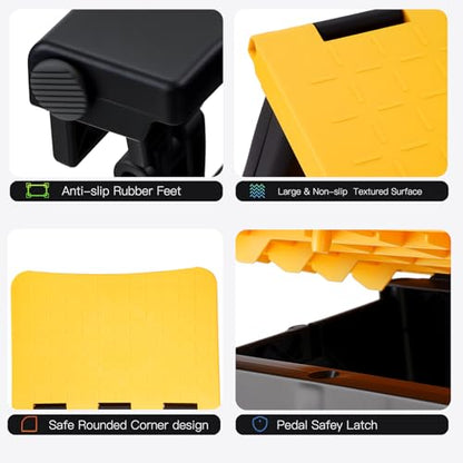 Korpai Folding 2 Step Stools,8" & 17" Dual Heights,Foldable Step Stool for Adults and Kids,Hold up to 250lbs,Collapsible Step Stool for Kitchen Bedroom Office Bathroom RV, Yellow - color: Yellow