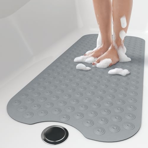 OTHWAY Bathtub Mat Non Slip, 39X16 inch Bath Mat for Tub, Machine Washable Bath Tub Mats with Reverse Suction Cups, Comfortable Rubber Bathtub Mat for Bathroom (Dark Grey) - color: B-dark Grey