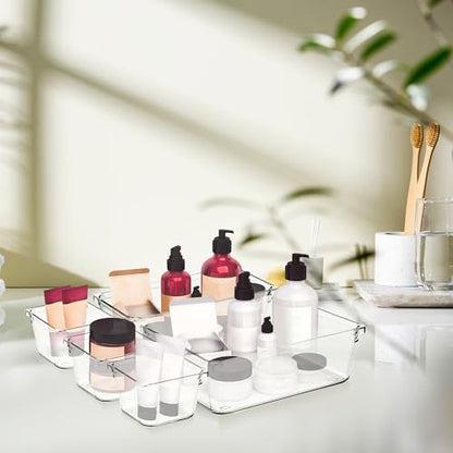 8 Pack Drawer Organizer - 3" X 3" Clear Acrylic Storage Bins with Non-Slip Pads, Versatile Desk Tray for Makeup, Jewelry, Kitchen, Bathroom, and Office Organization - size: 3"X 3"