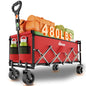 Extra Long Collapsible Wagon Cart, 480LBS Heavy Duty Utility Wagons with All-Terrain Wheels, Foldable Grocery Carts for Gardening, Shopping, Beach, Camping, Cherry Red - color: Cherry Red