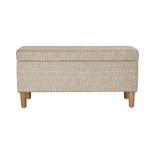HomePop Malmo 36" Storage Bench - Tan Geometric Pattern - color: Tan Geometric Pattern