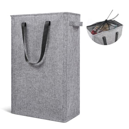 Odonata Slim Laundry Hamper Handles Collapsible Laundry Basket Thin Dirty Clothes Basket Narrow Laundry Bag Foldable Dirty Hamper 45L (Heather Grey) - color: Heather Grey