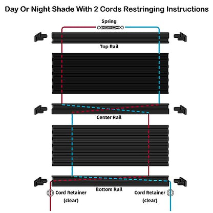 NOVINO RV Blinds Repair Kit for Camper Window, Pleated RV Shade Repair Kit, Camper Blinds String Maintain for Day Night Pleated Window Shade-Black - color: Black