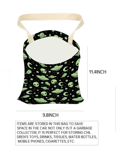 Car Garbage Can, Hanging Car Trash Can Bag for Vehicle, Cute Car Back Seat Organizer, Cute Green Alien - color: Cute Green Alien