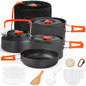 Gutsdoor Camping Cookware Set Camping Gear Campfire Utensils Non-Stick Cooking Equipment Lightweight Stackable Pot Pan Bowls with Storage Bag for Outdoor Hiking - style: 16pcs (Orange)
