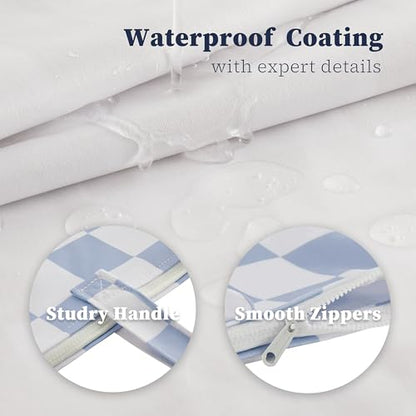 Ohocut Checkered 2 Pcs Large Travel Laundry Bags for Dirty Clothes, Aesthetic Trendy Waterproof Washable Laundry Bag with Handle for Travel, Gym, Swimming Pool, Blue - color: Blue