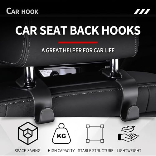 4-Pack Car Headrest Hooks Vehicle Storage Organizer for Purses Handbags Groceries Backpack Coats –Holds 44.09lbs Black - color: 4-Pack Headrest Hooks Black