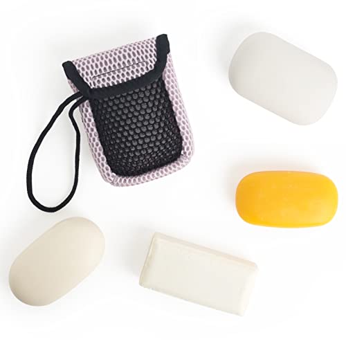 MainBasics Exfoliating Bar Soap Pouch Dual-Sided Body Scrubber - Fits Standard Size Soap Bars, Pink - style: Pink