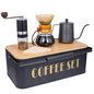 SOTECH Pour Over Coffee Maker Set Portable Pour Over Set-Manual Coffee Grinder Heatproof Glass Coffee Dripper for Traveling Camping - color: dark