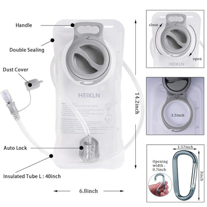 HEIKLN Hydration Bladder 1.5L-2L-2.5L-3L,Leak Proof Water Reservoir, BPA Free Military Water Storage Bladder Bag Hydration Pack Replacement Easy Clean for Bicycling Hiking Camping Hunting Running - color: 2.5L White