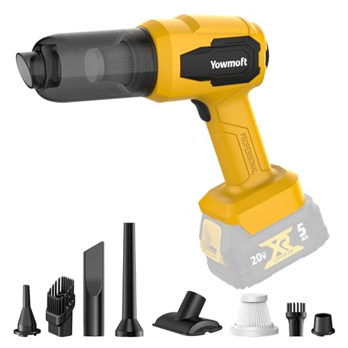 3 in 1 Handheld Car Vacuum Compatible with 20V Battery with 21000pa Strong Suction, Handheld Vacuum Cordless & Blower with 200W Brushless Motor, Mini Vacuum Cleaner for Car, Home (No Battery) - color: Yellow