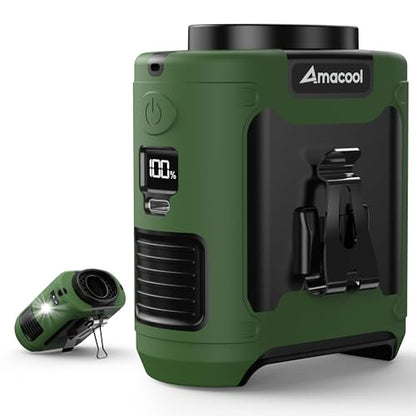 AMACOOL Portable Waist Fan Clip On, Gifts for Men Dad Husband, 10000mAh Rechargeable Wearable Shirt Fan, Powerful Belt Fans, Birthday Gifts for Women Jobsite Travel Camping Essentials 2026 - color: Green
