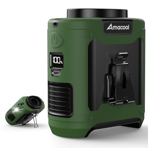 AMACOOL Portable Waist Fan Clip On, Gifts for Men Dad Husband, 10000mAh Rechargeable Wearable Shirt Fan, Powerful Belt Fans, Birthday Gifts for Women Jobsite Travel Camping Essentials 2026 - color: Green
