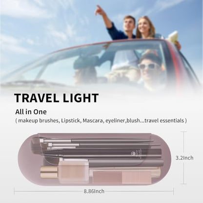 AGIKET Silicone Makeup Brush Holder Travel Cosmetic Bag：Soft Portable Cosmetic Face Brushes Holder with Upgrade Anti-Fall Out Magnetic Closure, Large Travel Makeup Brush Case - Light Purple - color: Light Purple, style: Brush Holder