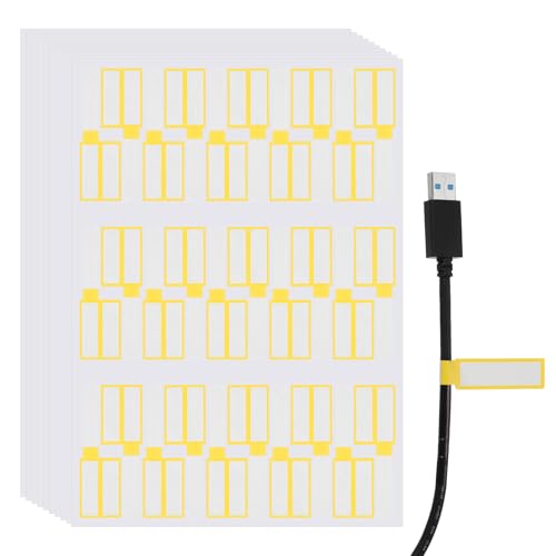 uxcell 300 Pcs Cable Labels, Waterproof Wire Cord Labels Tags, Cord Organizer Management Tags for Charger Cable Organizer Wire Markers Printer, Yellow - color: Yellow