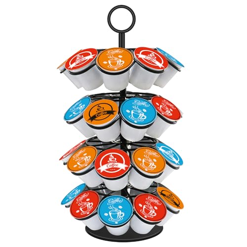 Coffee Pod Carousel Holder,Compatible with K-Cups Organizer Compatible with 36 Cup Pods,Spins 360-Degrees - color: BLACK