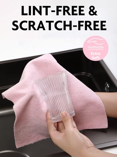 Fantasticlean Kitchen Towels - 40 Sheets - Reusable Washable Dishcloth Rolls, Super Absorbent, Premium Microfiber Cleaning Cloths, 10'' by 10'' (Pink,Grayish) - color: Pink and Grayish