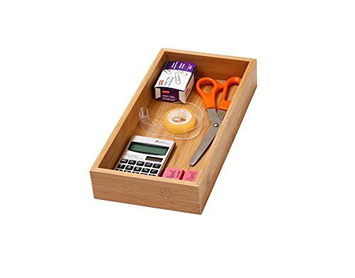 YBM HOME Bamboo Drawer Organizer Storage Box for Kitchen Drawer, Junk Drawer, Office, Bedroom, Children Room, Craft, Sewing, and Bathroom, 6x15x2 inch - size: 6x15x2 inch ( Pack of 1 )