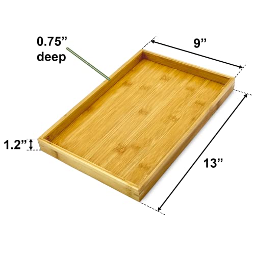 Natural Bamboo Serving Tray Platter 13 x 9 Rectangular, Bamboo - color: Bamboo, size: 13" x 9" x 1.2"