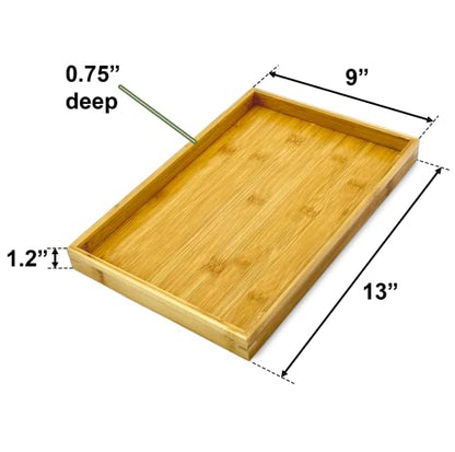 Natural Bamboo Serving Tray Platter 13 x 9 Rectangular, Bamboo - color: Bamboo, size: 13" x 9" x 1.2"