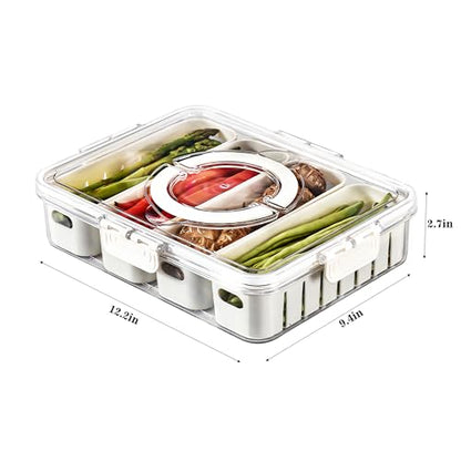 Divided Snackle Box with Lids Stackable Food Serving Tray for Fruit&Veggie Plastic Fridge Storage Container for Pantry Freezer Clear Snack Box for Meal Prep Candy Nuts Spice - size: 1Pack with 4 dividers