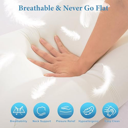 Cervical Neck Pillow for Deep Sleep Medium Firm Cooling Memory Foam Pillow, Dual Height Ergonomic Contour for Gentle Neck Shoulder Support, Side Back Stomach Sleepers