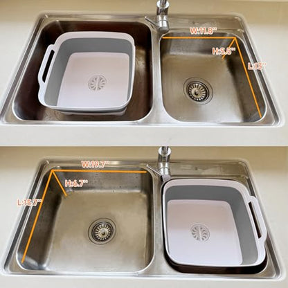 GIMWA Collapsible Wash Basin with Drain Plug - 2.4 Gallon Foldable Kitchen Sink for Baby Bottles, RV Camping, Space-Saving Dish Tub (Gray) - color: Gray